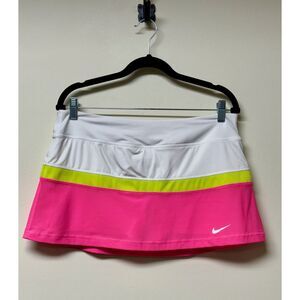 NIKE Dry Fit Tennis Skort, Pink/Green/White, Sz L